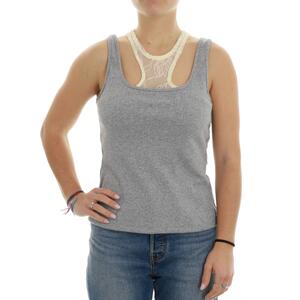 CANOTTA CON PIZZO GRIGIO